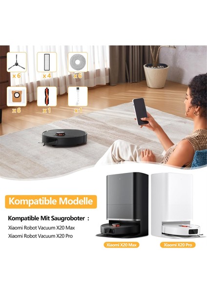 Xiaomi X20 Max / X20 Pro Robot Süpürge Aksesuarları, Toz Torbaları Paspas Pedi Ana Fırça Yan Fırçalar Hepa Filtre (Yurt Dışından) fiyatları