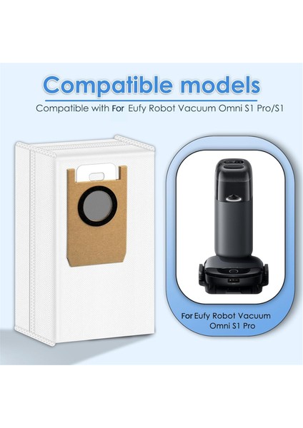 Eufy Omni S1 Pro Kendiliğinden Boşalan Istasyon Robot Süpürge Aksesuarları Robot Süpürge Için Toz Torbaları (Yurt Dışından)