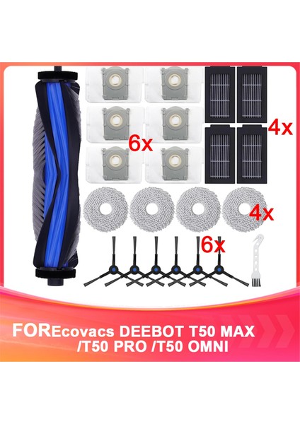 Ecovacs Deebot T50 Max /T50 Pro /T50 Omni /T50 Pro Omni /T50 Max Pro Elektrikli Süpürge Için Aksesuar Kitleri,ana Fırça (Yurt Dışından)