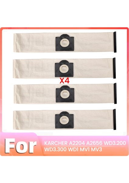 Karcher A2004 A2204 A2054 A2656 Wd2 Wd3 Elektrikli Süpürge Parçaları Toz Torbaları Için 4 Adet Toz Torbası (Yurt Dışından)