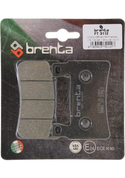 Honda Cbr 929 Rr Ön Fren Balata Brenta (Made In Italy)