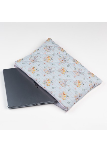 Ördek Desenli 13-14 Inç Laptop Kılıfı – MacBook Air Uyumlu Kılıf, Suya Dayanıklı Kapitoneli Bilgisayar Çantası, Ekru Evrak Çantası