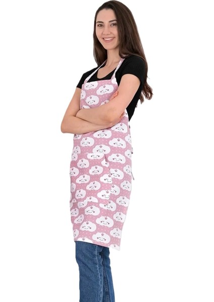 Mor renkli şık ve rahat mutfak önlüğü, 60x80 cm, pamuk polyester malzeme