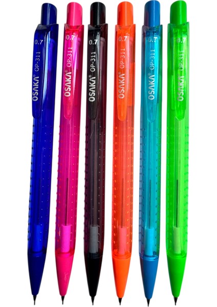 OP-311 Mekanik Kurşun Kalem Seti, 0.7mm, 6 Farklı Renk fırsatları
