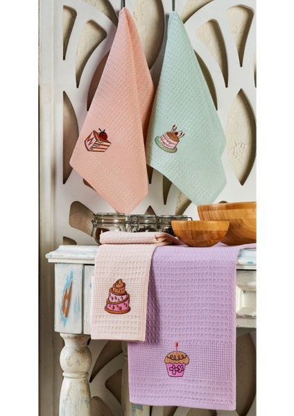 6'lı Mutfak Kurulama Bezi Cupcake Seti, Pamuk, 40x60, Bej, şık ve kullanışlı set fiyatları