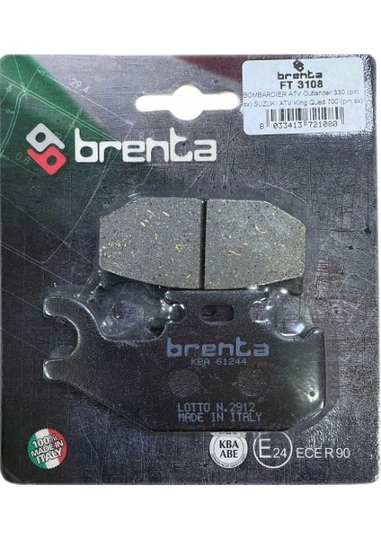 Bm. Can-Am Outlander 330 Arka Fren Balata Brenta (Made In Italy)