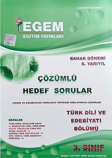 Egem 3. Sınıf 6. Yarıyıl Konu Anlatımlı Türk Dili ve Edebiyatı (2012 Basım)
