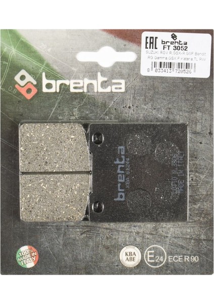 Hyosung Comet 250 Arka Fren Balata Brenta (Made In Italy)