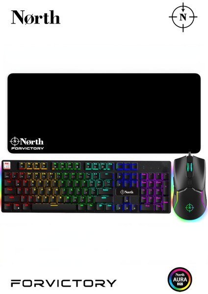Shield Mekanik Oyuncu Klavyesi + Air Rgb Oyuncu Mouse + Odin Oyuncu Mousepad Vıp Bundle