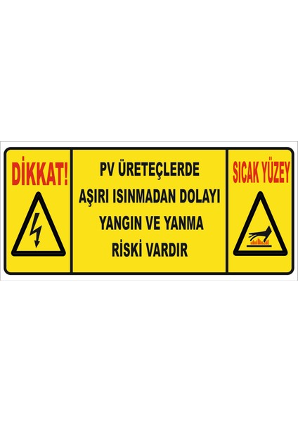 Pv Üreteçlerde Aşırı Isınmadan Dolayı Yangın ve Yan Ma Riski Vardır Levhası