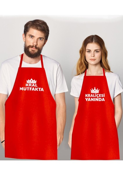 İki Parça Kırmızı Mutfak Seti: Önlük ve Aşçı Şapkası, Renkli ve Şık Tasarım