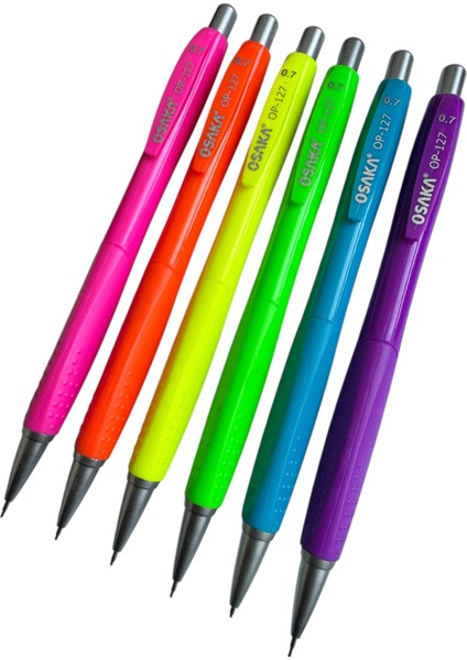 Osaka OP-127 Mekanik Kurşun Kalem, 0.7mm Uç Kalınlığı, 6 Renk Set