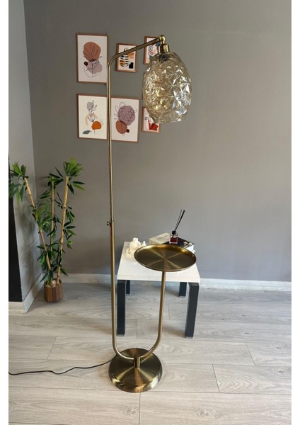 Cam Bal Rengi Düz Gövde U Tepsi Hareketli Başlık Lambader Modern Oturma Odası