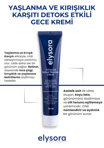 Leke, Yaşlanma Karşıti, Gözenek Sıkılaştırıci, Retinol Krem, Gece Bakım Kremi 50ML fiyatları