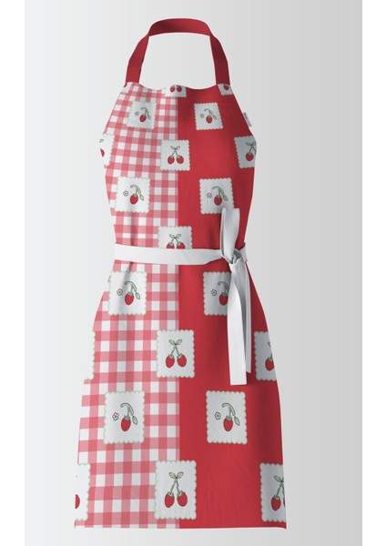 Ays Home Kiraz Desenli Mutfak Önlüğü 80x65 cm, Kumaş, Kırmızı fiyatları