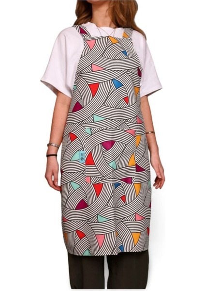 Çok Renkli Geometrik Tasarım Mutfak Önlüğü 92x49 cm Pamuk Polyester