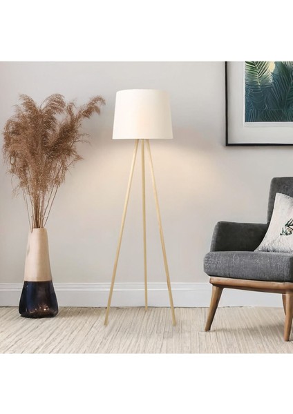 Lighting Ahşap Ayak Tripod Lambader - Natürel / Beyaz fiyatları
