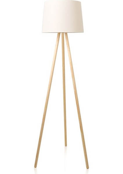 Lighting Ahşap Ayak Tripod Lambader - Natürel / Beyaz fırsatları