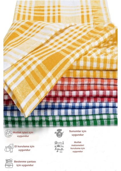 Pötikareli 5'li Yeşil Pamuk Mutfak Peçetesi 47x67cm, Kurulama ve Beslenme Örtüsü fiyatları