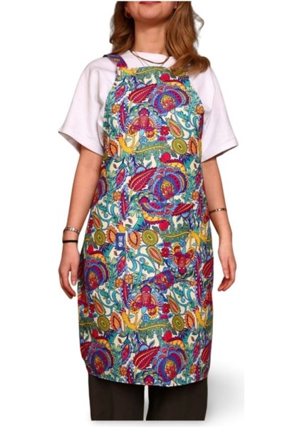 Çok Renkli Bahçe Önlüğü 96x65 Pamuk Polyester Rahat ve Şık Tasarım