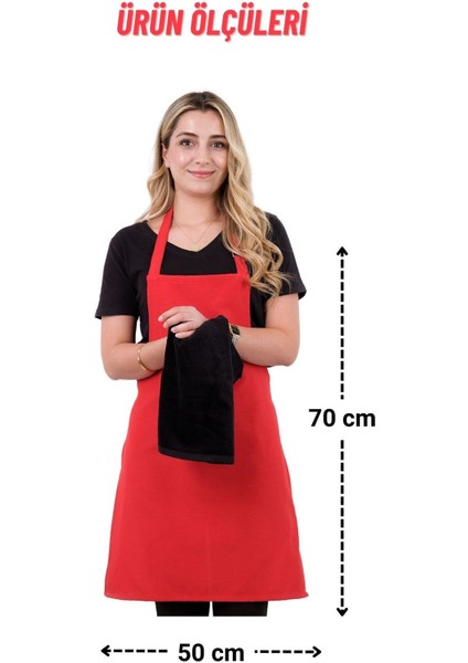 Kırmızı-siyah mutfak önlüğü seti, pamuk polyester, 50x70 cm, havlulu tasarım fırsatları
