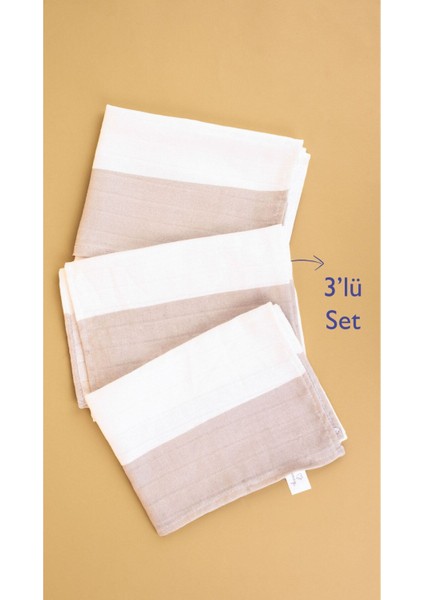 Yumuşak çok amaçlı müslin kurulama bezi seti, 3'lü, pamuk, 40x60 cm, beyaz