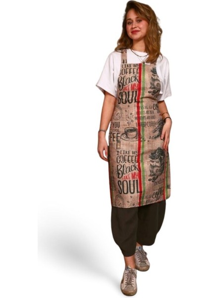 Çok Renkli Kahve Kodu Önlüğü, Şık ve İşlevsel Tasarım, 96x65 cm, Pamuk Polyester