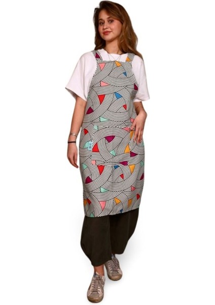 Çok Renkli Geometrik Tasarım Mutfak Önlüğü 92x49 cm Pamuk Polyester fiyatları