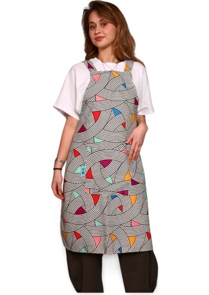 Çok Renkli Geometrik Tasarım Mutfak Önlüğü 92x49 cm Pamuk Polyester modelleri