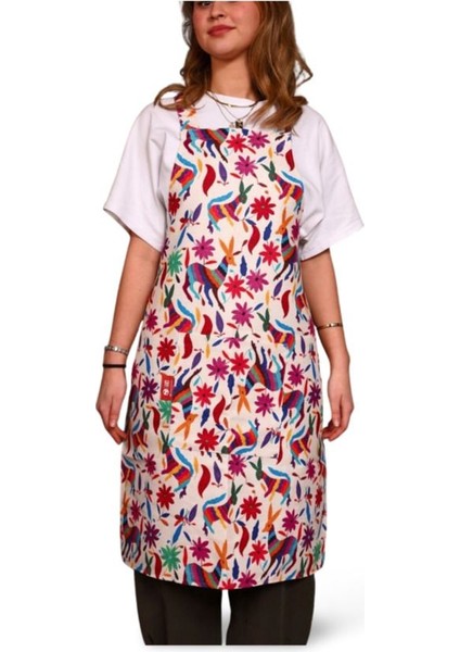 Çok Renkli Fiesta Flora Etekli Mutfak Önlüğü, Şık ve Kullanışlı, 92x49 cm, Pamuk Polyester modelleri