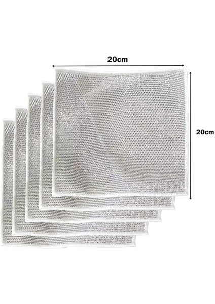 5'li Çok Fonksiyonlu Tel Bulaşık Bezi Seti, Pamuk, 100x100, Tekil/Setli, Beyaz