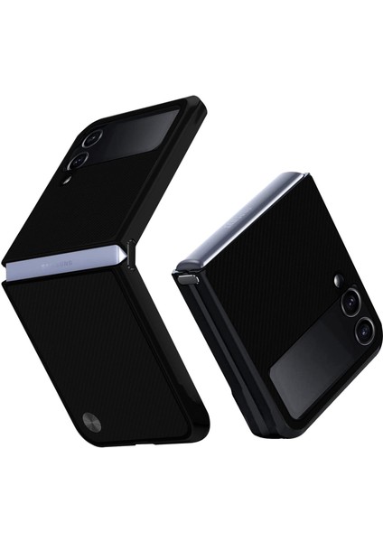 Samsung Z Flip 4 Karbon Fiber Kaplamalı Içi Süet Yumuşak Folding Kevlar Silikon Kılıf