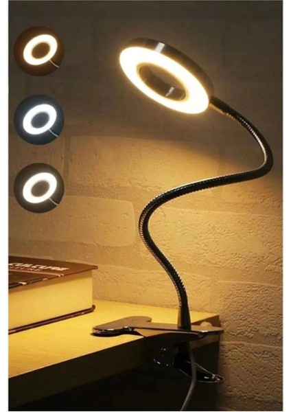 Mandallı LED Çalışma Okuma Işığı Ayarlanabilir Işık 3 Renk Masa Gece Lambası fırsatları
