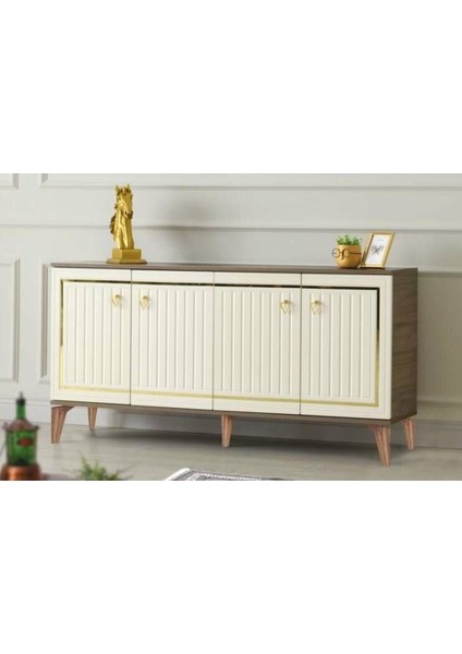 4 Kapılı Duru Ceviz/krem Konsol