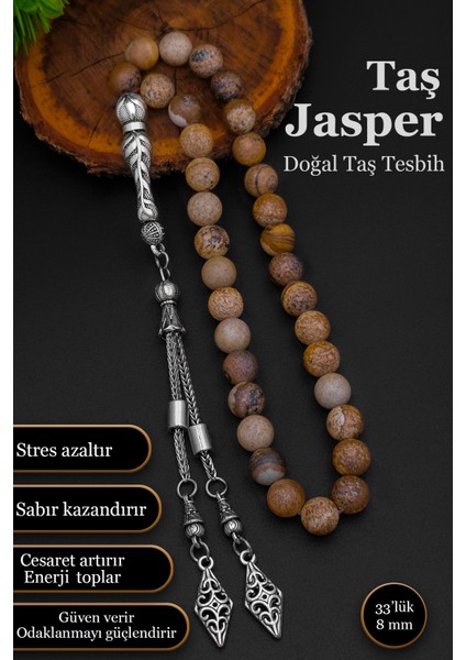 Doğal Taş Tesbih Erkek Taş Jasper Tesbih 8 mm BT047