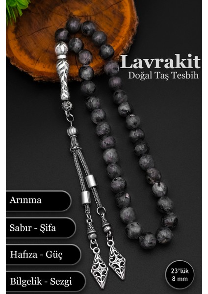 Erkek Doğal Taş Tesbih Lavrakit Tesbih 8 mm BT038