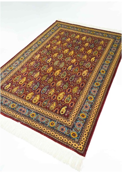 Şal Desenli Bordo ve Altın Renk Yünden El Dokuma Hereke Halısı 125X185 cm (2.31 M²) fırsatları