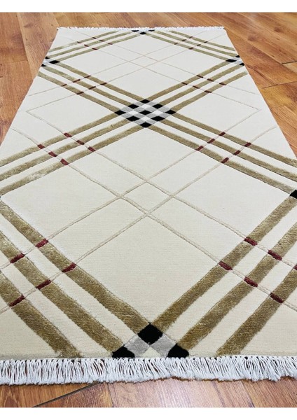 Ekose Desenli, Yeni Zelanda Yünü El Dokuma Pamuk Saçaklı London Halı 38137 modelleri