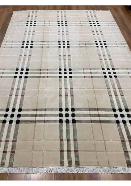 Ekose Desenli, Yeni Zelanda Yünü El Dokuma Pamuk Saçaklı London Halı 38138 fiyatları