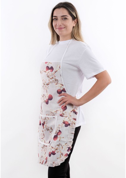 İki adet şık, suya ve kirliğe dayanıklı mutfak önlüğü, kırmızı, 50x70 cm modelleri