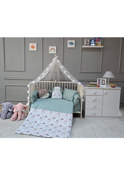 Örgü Kenar Korumalı Beşik Uyku Seti --8 Parça--