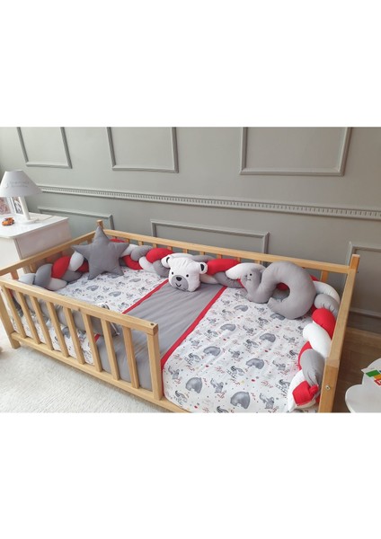 Montessori Beşik Uyku Seti - Örgü Kenar Gri Koruma fiyatları