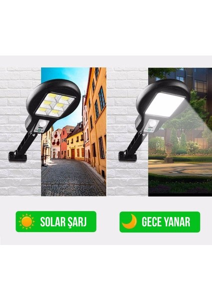48 Ledli CL-182-6 Sensörlü Mini Sokak Lambası Solar Güneş Enerjili Bahçe Lambası