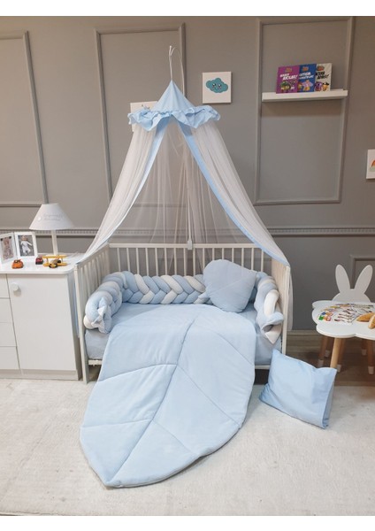 Kadife Beşik Uyku Seti - 5li Mısır Örgü Kenar Korumalı