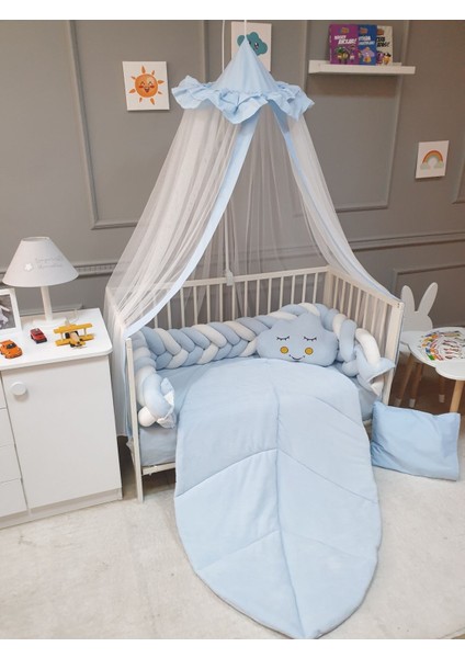 Kadife Beşik Uyku Seti - 5li Mısır Örgü Kenar Korumalı fiyatları