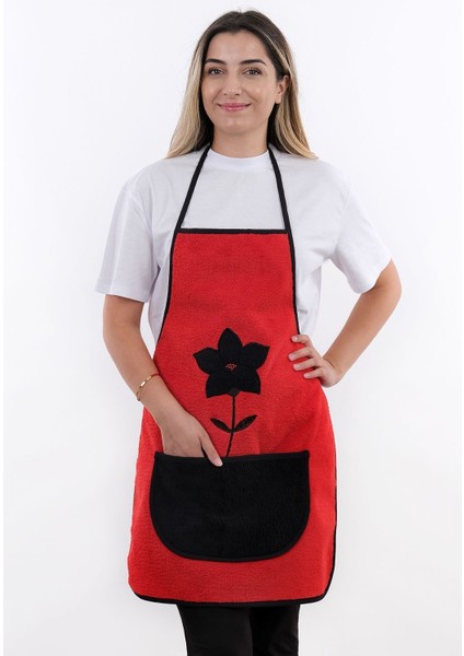 Kırmızı Çiçekli Su Geçirmez Mikrofiber Mutfak Önlüğü 50x70 modelleri