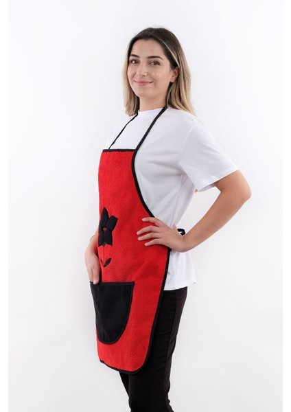 Kırmızı Çiçekli Su Geçirmez Mikrofiber Mutfak Önlüğü 50x70 fırsatları