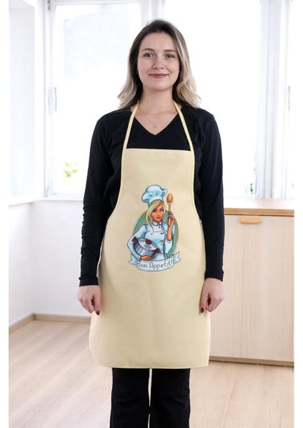 Siyah ve sarı mutfak önlüğü ikili seti, şık ve kullanışlı, leke tutmaz polyester materyal