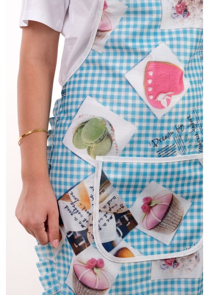 Şık ve kullanışlı 2'li sıvı geçirmez mutfak önlüğü seti, 50x70, yeşil renk