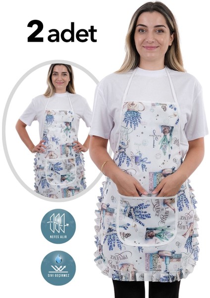 Mor su geçirmez mutfak önlüğü, çift paket, rahat ve kullanışlı tasarım